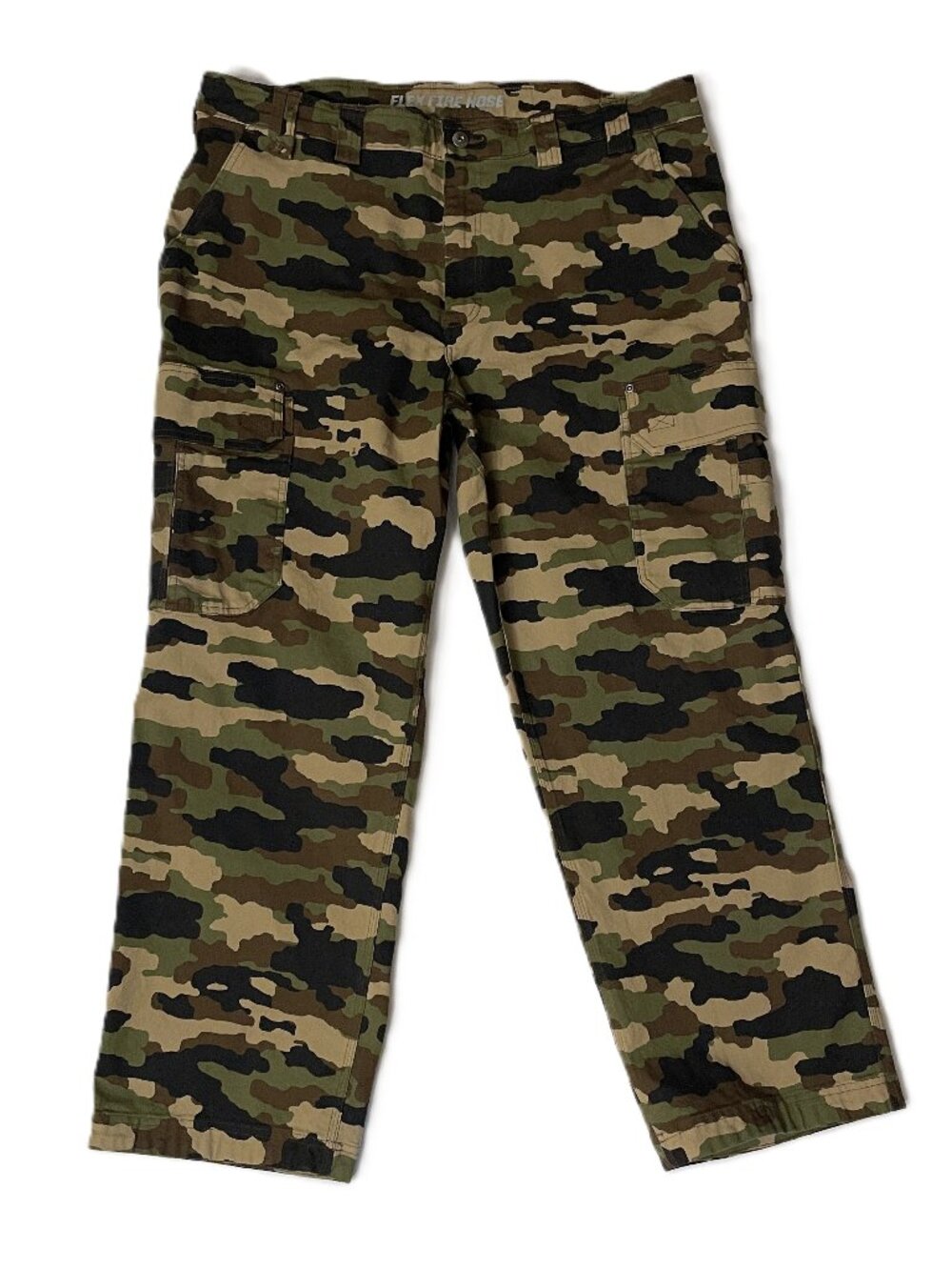 Duluth Trading Flex Fire Hose Camo Cargo Pants Mens 42x30 Relaxed Canvas Stretch